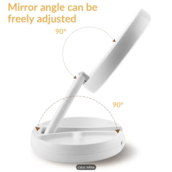 Miroir de maquillage LED USB pliable blanc